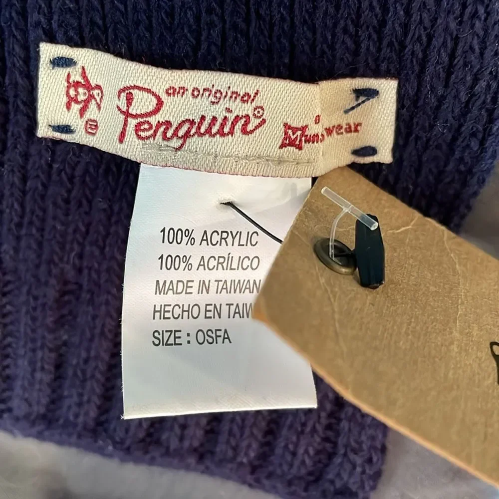 NEW An‎ Original Penguin Blue Men's Knit Scarf NWT Classic Minimalist Preppy